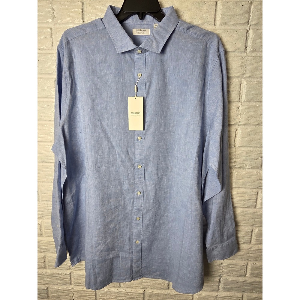 Murano Baird McNutt linen polyester shirt Men's 3XT Tall l/s button up Blue NWT